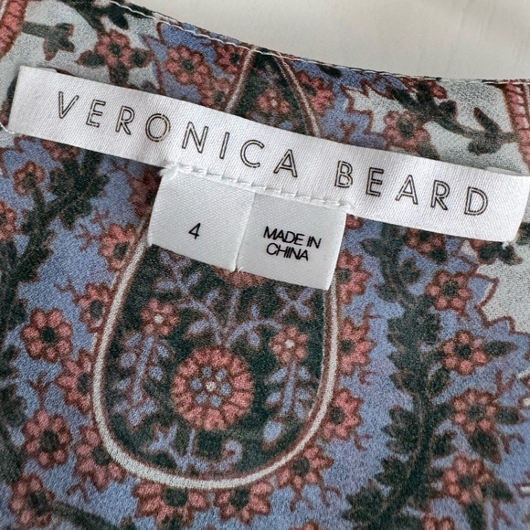 VERONICA BEARD Lowell Paisley Pin Tuck Long Sleeve Blouse Size 4 - Picture 8 of 13